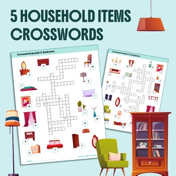 ESL Household Items, Furniture & Home Vocabulary | 5 Crossword Puzzles