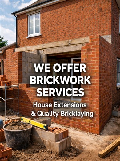 Professional brickwork services real bricklaying work in progress, from foundations to finished brick courses, every step is completed with care, precision, and experience.