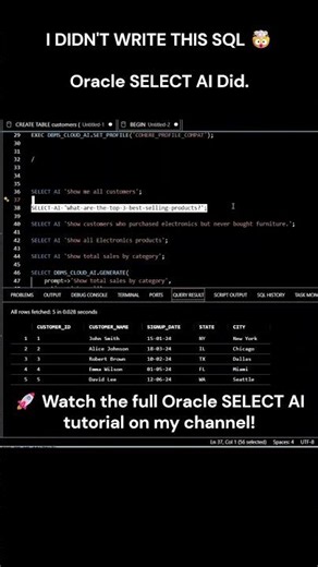 I Didn't Write This SQL... Oracle SELECT AI Did! 🤯 #oracle #sql #ai #oracle26ai #database