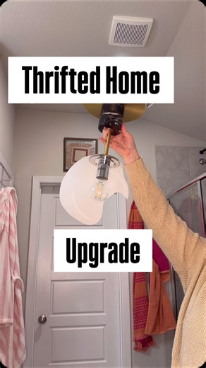 Typsy Flypsy | Finds & Flips | Quirky Home Decor on Instagram: "Thrift UPGRADE! $20 light fixture installed in my bathroom! There’s no telling what this would’ve cost brand new and to have it installed. Easily over $300! I’m lucky my GUY knows how to do all that because it makes thrifting pieces like this exciting.🥳🥳 I’m actually really glad the original bulb broke because it was much larger than my one I replaced it with and the size of the now globe is absolutely perfect. The other one would