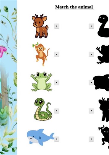 Jungle Animals Kids Worksheet, Trace & Match Activity (A4 Printable PDF) - Etsy