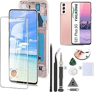 OLED for Samsung Galaxy S21 Plus Screen Replacement for Galaxy S21 + Plus +5G G996U LCD Display Touch Screen Digitizer Assembly Replacement with Tools (Support Fingerprint with Frame)
