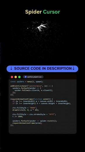 Spider Cursor Effect – Interactive Mouse Trail! #coding #programming #spider #cursor #effect #shorts