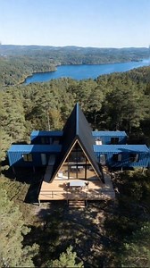 This unique container home blends a modern A-frame with striking blue shipping containers 🏠 #fblifestyle | Luxury Container Homes
