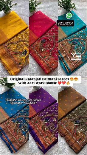 Most Viral 🔥 Original Kalanjali Paithani Sarees ✨Aari Work Blouse ✨ Wedding And Festive Wear Sari 😍