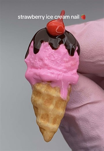 Strawberry Ice Cream Nail Tutorial for Valentine's Day