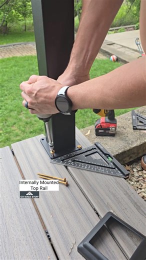 1.9M views · 6K reactions | We used a lot of aluminum railings in the past, and these ones by Kadenz Aluminum Railing are great because they are internally mounted, creating a lot of strength #kadenz #railings #decks #gobuildstuff #compositedecks | Go Build Stuff | Facebook