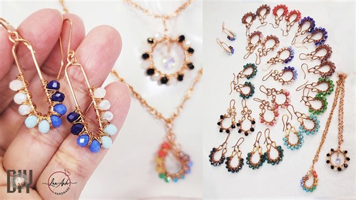 Easy jewelry making with beads and wire | DIY earring and pendant at home 1042