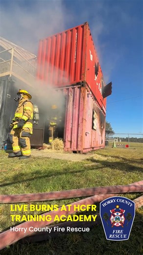 LIVE BURN DAY @HCFR TRAINING ACADEMY - Horry County Fire Rescue recruits got in some live burn work at the Training Academy this week, under the watchful eye and instruction of our fire training staff and nearby crews from the fourth battalion. Check it out! #HCFR | Horry County Fire Rescue