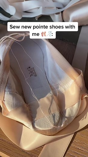 Not the neatest but it will do! I wear Grishko 2007s :) #ballet #balletaesthetic #pointe #pointeshoes #balletdancer #ballerina #aesthetic #sewing