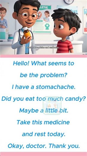 Cute 3D Doctor & Patient Scene | Stomachache Checkup Animation
