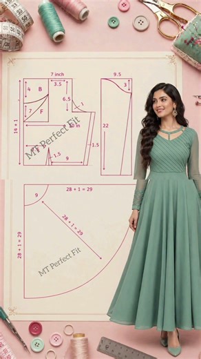 😍38/40 Size Long Gown & 38 Size Kurti Drafting ✂️👗 #shorts #shortsfeed #youtubeshorts