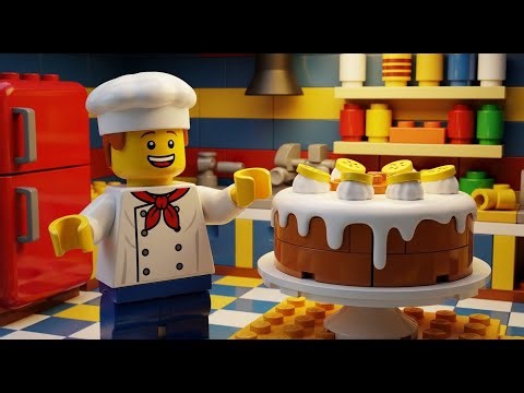 Oddly Satisfying: Peeling LEGO Bananas For Creamy Cake 🍌🎂
