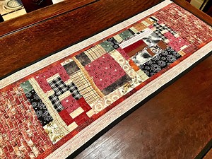 Contemporary Art Quilt Table Runner: Urban Chic Wall Hanging, Brick, Black and Cream - Etsy