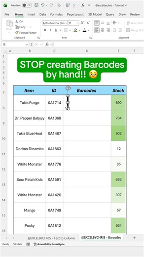 Create barcodes in excel? Learn how to create real barcodes for your business using this hacks! #exceltips #googlesheetstips #excelhack #corporate #accounting #spreadsheets | LEARN MORE