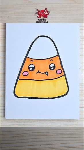 Draw a cute candy corn #halloweendrawing #howtodraw #easydrawing #candycorn #kawaiidrawing
