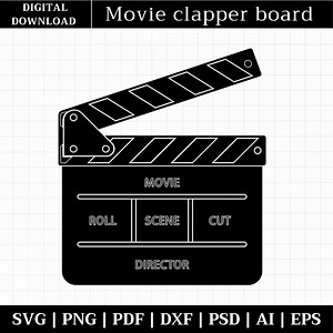 Movie Clapper Board SVG: Cinema Cut Files (digital Download) - Etsy