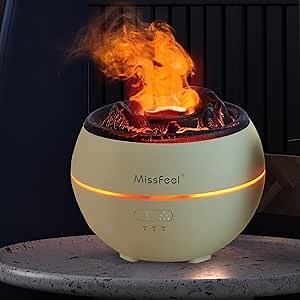 Volcano Aromatherapy Diffuser,360ml Essential Oil Diffusers for Large Room,7 Colors LED Night Light,Ultrasonic Big Humidifier for Home Bedroom,Long Running 1/3/6 Hours Auto Off (White-A)
