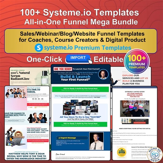 Systeme.io Funnel Templates Bundle: 100  Sales, Webinar, Blog Templates - Etsy