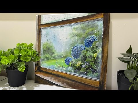 Rainy Window With Flowers | Step by Step Acrylic Painting
