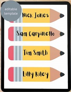 Pencil Back To School Name Tag Template