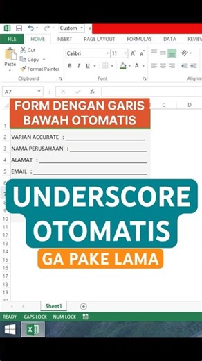 Cara Membuat Garis Bawah Otomatis #underscore #exceltips #shorts