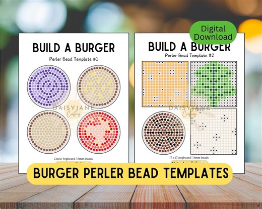 Build A Burger Perler Bead Template | Food Patterns (digital Download) - Etsy