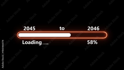 Abstract Glowing Loading Bar 2045-2046 Icon Animation for Digital Progress Indicator, UI Interface Design, Preloader Screen, and Futuristic Technology Dashboard