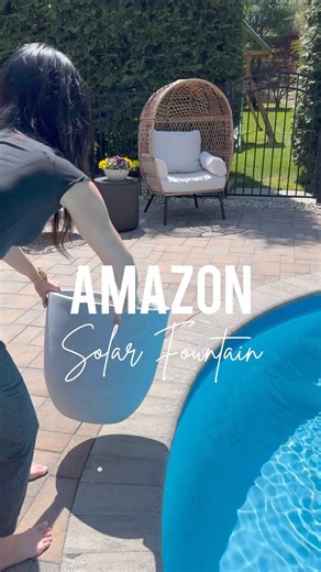 Amazon DIY Solar Fountain ⛲️ Link in comments. I have been seeing this viral solar fountain everywhere and had to give it a try. It is SO easy and looks great! Also I have the set of these 3 planters and love them! #patio #garden #amazon | Glambytes Blog