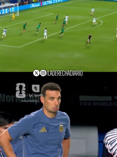 Scaloni reaction to Messi hattrick — live World Cup moment