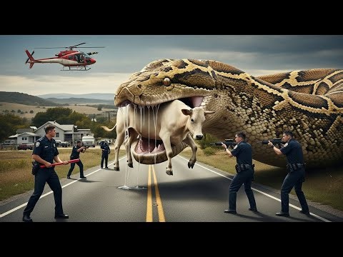GIANT Python ATTACKS Cow on Highway - Rescue Team Battles Monster Snake!