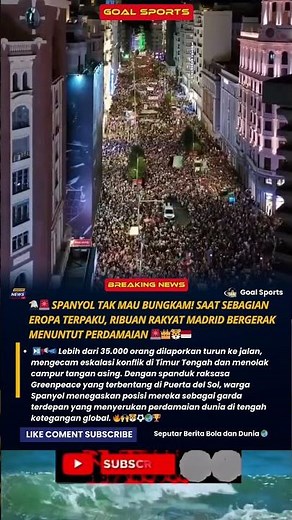 🦅🚨 ​Spanyol Tak Mau Bungkam! Saat Sebagian Eropa Terpaku, Ribuan Rakyat Madrid Menuntut Perdamaian