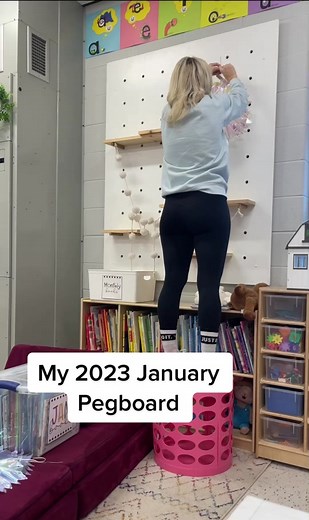 January Classroom Library Pegboard Decor