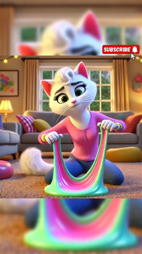 Mummy Cat Play With Slime! #cat #cute #cutecat #cartoon #catlovers #funny