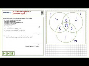 GCSE Maths EDEXCEL Higher Specimen Paper 3 Q12 Venn Diagrams