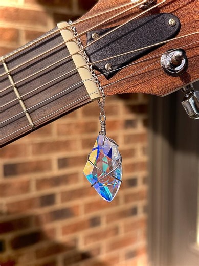 Iridescent Crystal Guitar Charm - Etsy