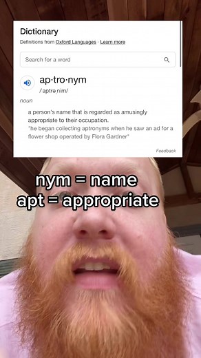 Reply to @thatsjustsammi lemme teach ya somethin’ about an aptronym real quick #linguistics #teaching #english #englishlanguage #weird #wordoftheday
