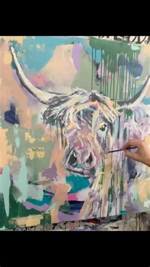 Highland Cow Speed Painting Timelapse #shorts #highlandcow #speedpainting #timelapse #satisfyingart