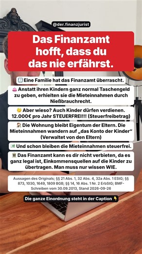 Nießbrauch für Kinder: Was das Finanzamt wirklich anerkennt