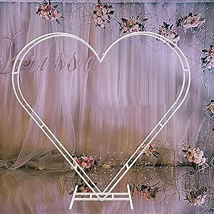 White Heart Shape Wedding Metal Arch Stand, Backdrop Flower Holder, Heart Shaped Arch for Proposal Home Decor, Wrought Iron Shelf Decorative Props, Outdoor Lawn, DIY Flower Party