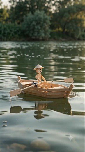 DIY Auto-Rowing Boat Made from Ice Cream Sticks! #shorts #DIY mini boat