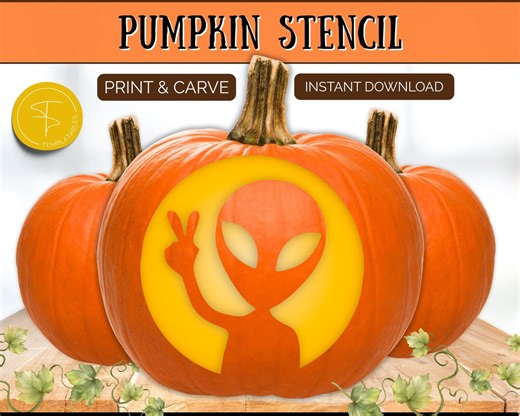 ALIEN Pumpkin Stencil, Printable Pumpkin Carving Stencil for Halloween Decor, Jack O Lantern Stencil Template, Printable Fun & Crafts, UFO - Etsy
