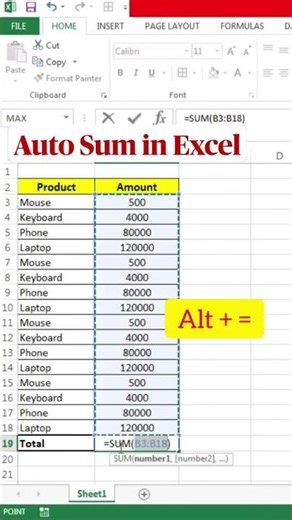 Excel AutoSum Trick | Quickly Add Numbers in Seconds