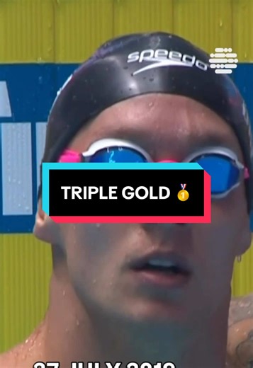 What a night! On July 27, 2019, Caeleb Dressel did the unthinkable by claiming 3 gold medals in the same evening at the Gwangju World Championships 🥇 And believe it or not, he’d already done it before. We'll definitely miss the American in Singapore 🥹 #swimming