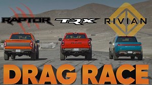 Watch Rivian R1T Vs Ram TRX Vs Ford Raptor Vs GMC Syclone