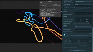 Unity's TrailRenderer needed an upgrade. I added spline smoothing, physics, and turbulence/noise using a custom simplified particle system under the hood.