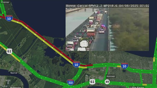 Two crashes on Bonnet Carre Spillway caused major delays for morning commuters
