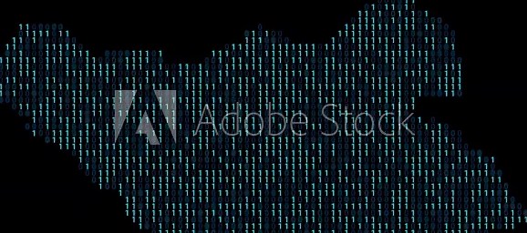 South Sudan Binary code map animation, Digital data visualization, alpha layer