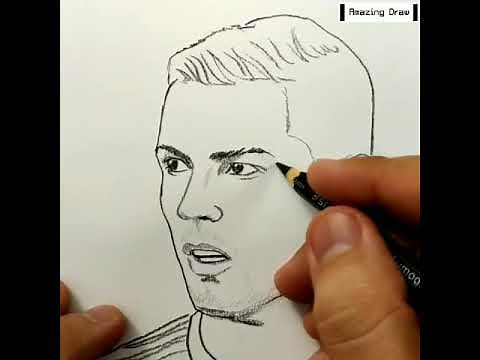 EASY , How to draw cristiano ronaldo , best footbal player / drawing tutorial