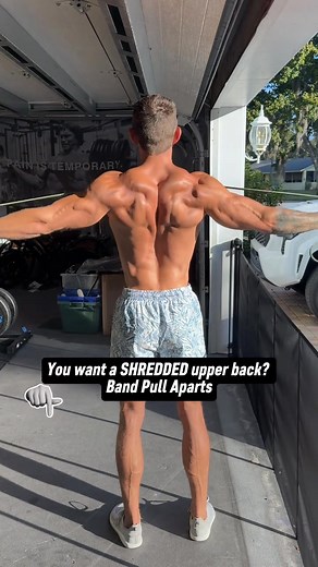 My favorite upper back exercise. Grab a relatively light band, find the right resistance grip, and do high reps. Everyone needs a good set of resistance bands. I’ve got my favorite linked down below. #upperback #reardelts #traps~ | Naturefit Cole